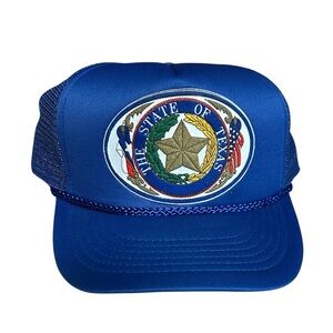 Vintage Texas Trucker Hat Cap Snapback Blue Adjustable